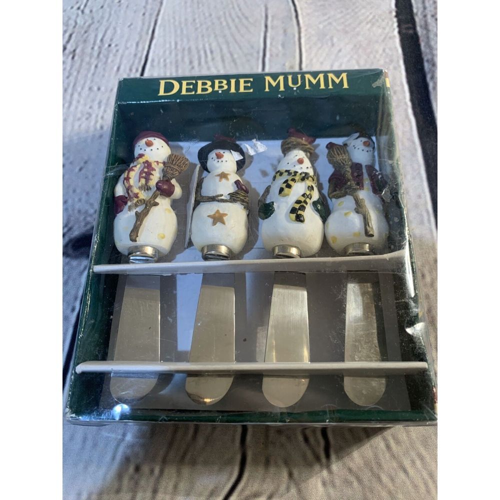 VTG 1999 Boston Warehouse Debbie Mumm Christmas Snowman Spreaders - Pack of 4